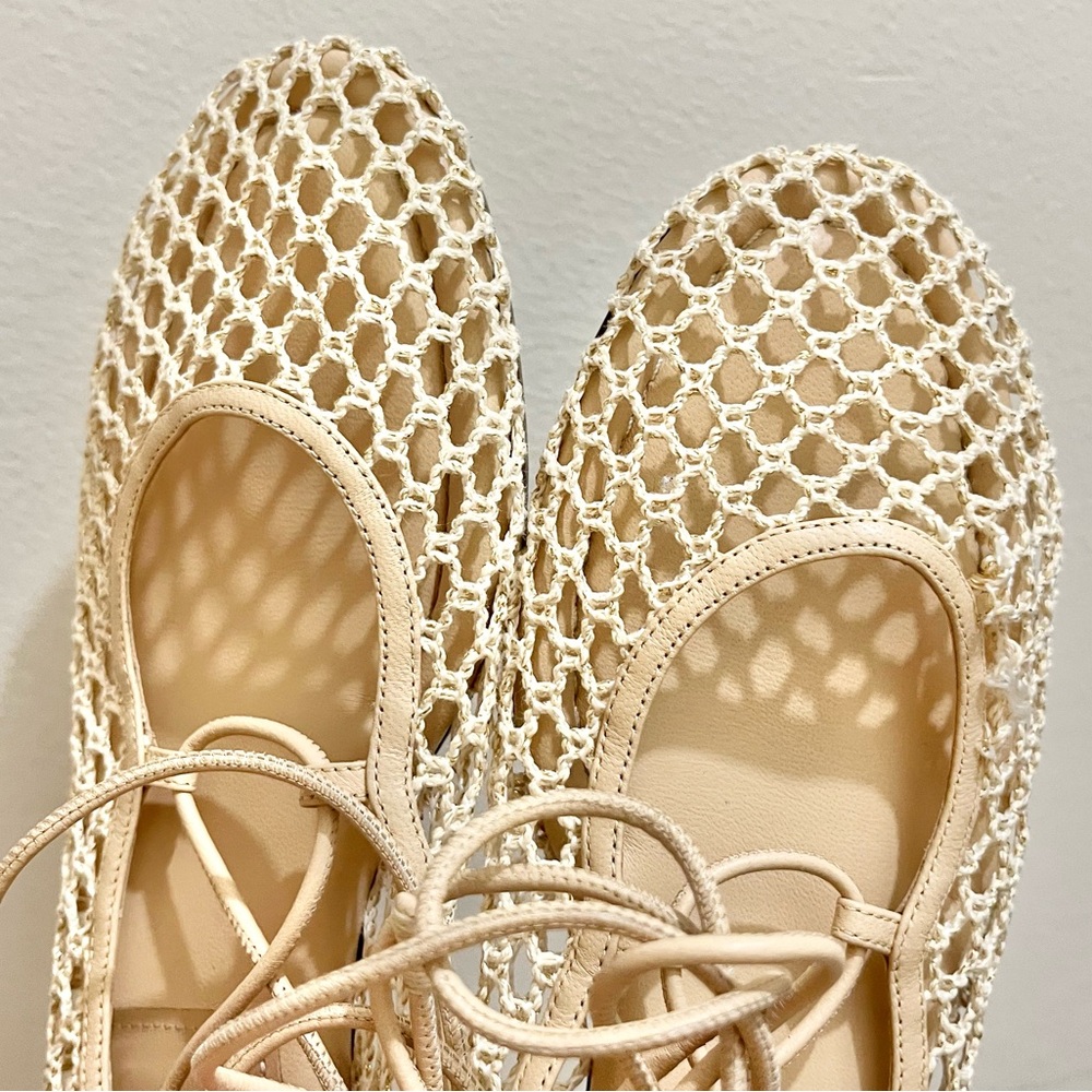 Tamara Mellon Next Step Woven Ankle Wrap Ballet Flats in Natural, EU 40 (US 10) - Picture 14 of 15